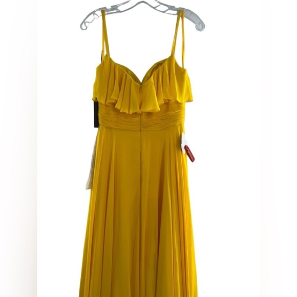 NWT Mac Duggal Spaghetti Strap Sunshine Yellow Ruffle Dress 4 - Picture 4 of 10